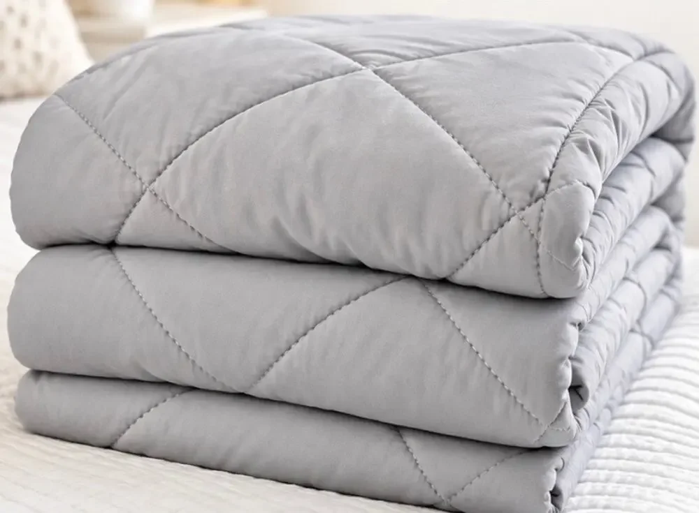 Gray Quilted Oversized Throw Blanket – 60” x 70”